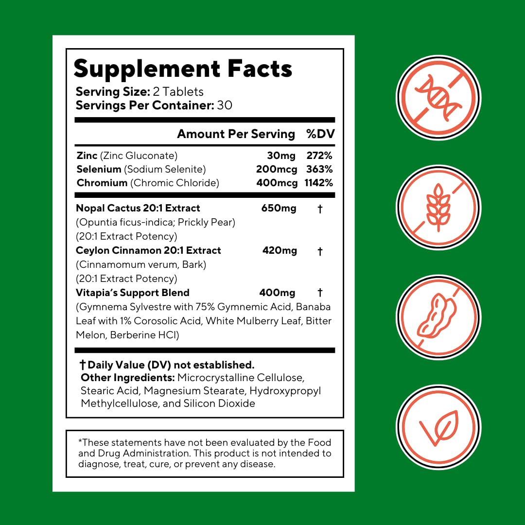 Vitapia Nopal Cactus Extract for Antioxidant, Skin, Metabolism, Wellness, Heart Health Support - 60 Multi Capsules