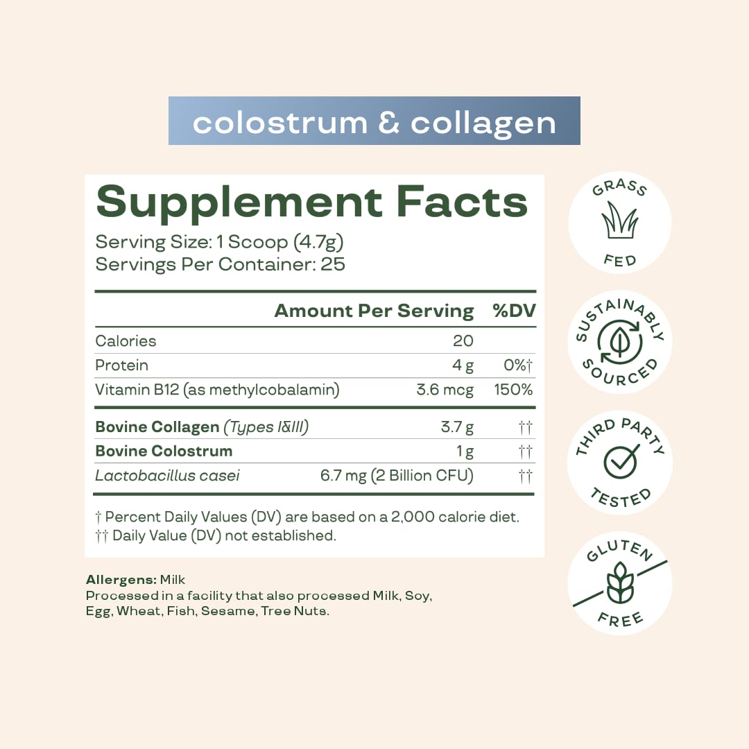 Bloom Nutrition Bovine Colostrum Powder with Vitamin B-12 for Gut Health, Immune Support, Hair Growth & Beauty Supplement | Unflavored, 25 Servings Bloom NutritionBuy Supplements Australia
