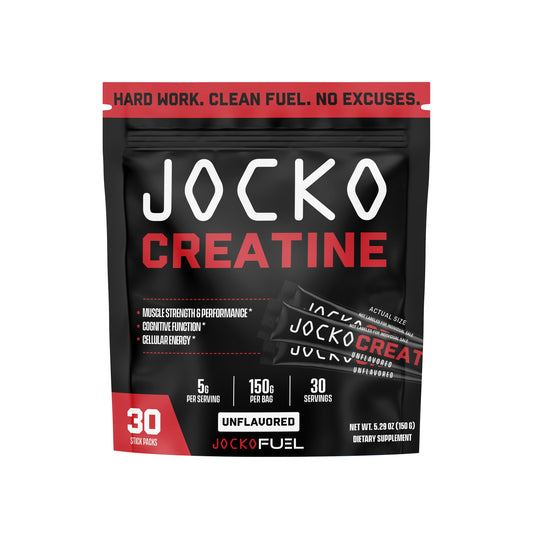 Jocko Fuel Creatine Monohydrate Stick Packs - Pure Micronized Travel Size Powders for Men & Women, Supports Muscle Growth, Strength, Recovery & Cognition,