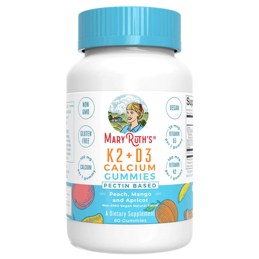 MARYRUTH'S Organics Calcium with Vitamin D & Vitamin K2, 2 Month Supply, Calcium Supplement Supports Bone Health & Joint Support, with Vitamins D3 K2 Gummies
