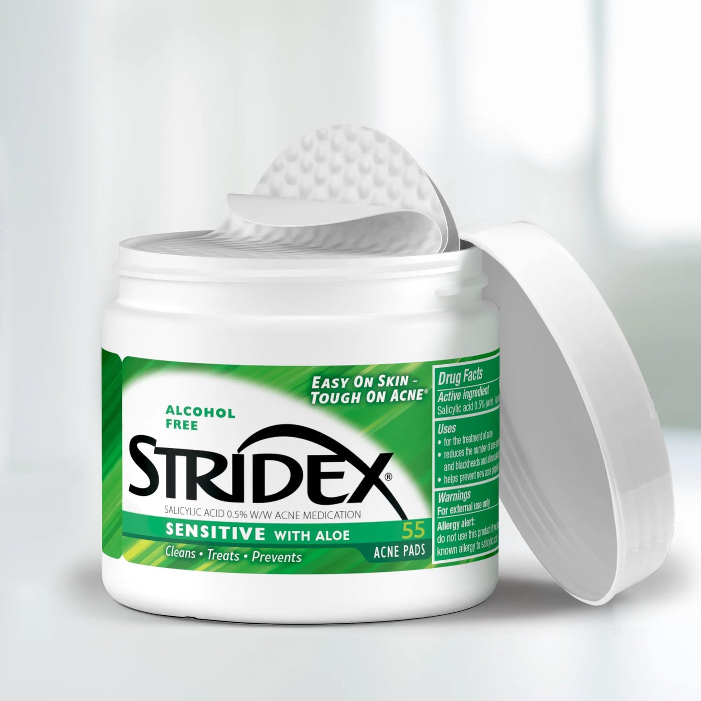 Stridex Acne Pads Sensitive With Aloe 55 Count Alcohol-Free