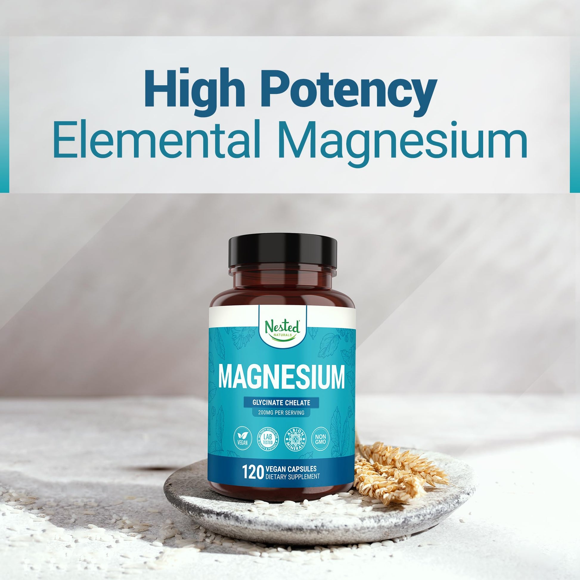 Nested Naturals Magnesium Glycinate Chelate - 200mg Chelated Magnesium Supplement for Muscle Cramps, Relaxation, & Sleep Support - 100% Albion TRACCS Buffered Magnesium Glycinate - 120 Vegan Capsules Nested NaturalsBuy Supplements Australia