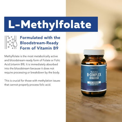 BioActive Vitamin B Complex - Blood Stream Ready, Methylated B Complex - Featuring Methylfolate, 3 BioActive Forms of B12, BenfoPure® B1 & Pantesin