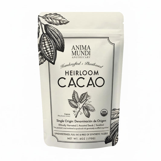 Anima Mundi Heirloom Cacao Powder - Organic Ancestral Seeds - Single Origin Ecuador Cacao Arriba Superfood for Ceremonial Rituals - Antioxidant-Rich