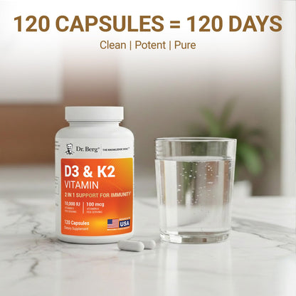 Dr. Berg Vitamin D3 & K2 10,000 IU + MK-7 – 120 Capsules – Immune, Bone & Heart Support* Supplement w/Magnesium, Zinc, B6 – 4X Lab-Tested – No Fillers – Non-GMO, cGMP, Formulated in USA Dr. Berg NutritionalsBuy Supplements Australia