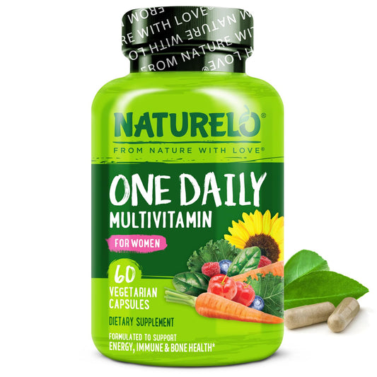 NATURELO One Daily Multivitamin for Women w/Vitamin B12, 60 Ct, Energy Support, Whole Food Daily Women Multivitamin Supplement, Nourish Hair/Skin/Nail, Non-GMO, No Soy, Gluten Free, 2 Month Supply NATURELO buy supplements Au