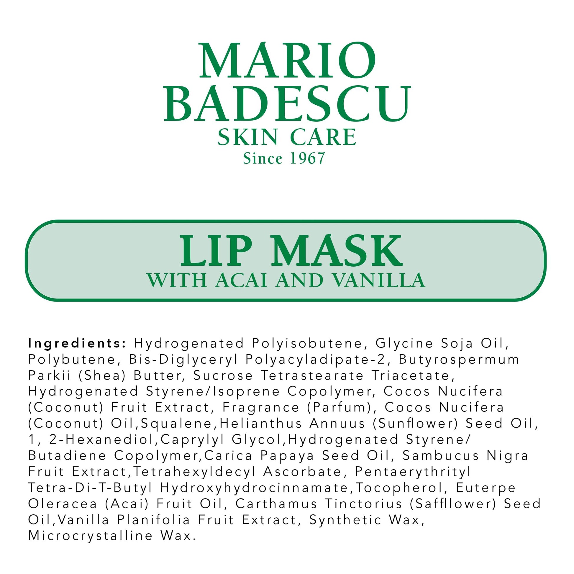 Mario Badescu Lip Mask with Acai and Vanilla for All Skin Types, Overnight Lip Treatment Enriched With Skin Softening Coconut Oil and Hydrating Shea Butter, 0.5 Ounces Mario BadescuBuy Supplements Australia