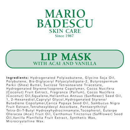 Mario Badescu Lip Mask with Acai and Vanilla for All Skin Types, Overnight Lip Treatment Enriched With Skin Softening Coconut Oil and Hydrating Shea Butter, 0.5 Ounces Mario BadescuBuy Supplements Australia