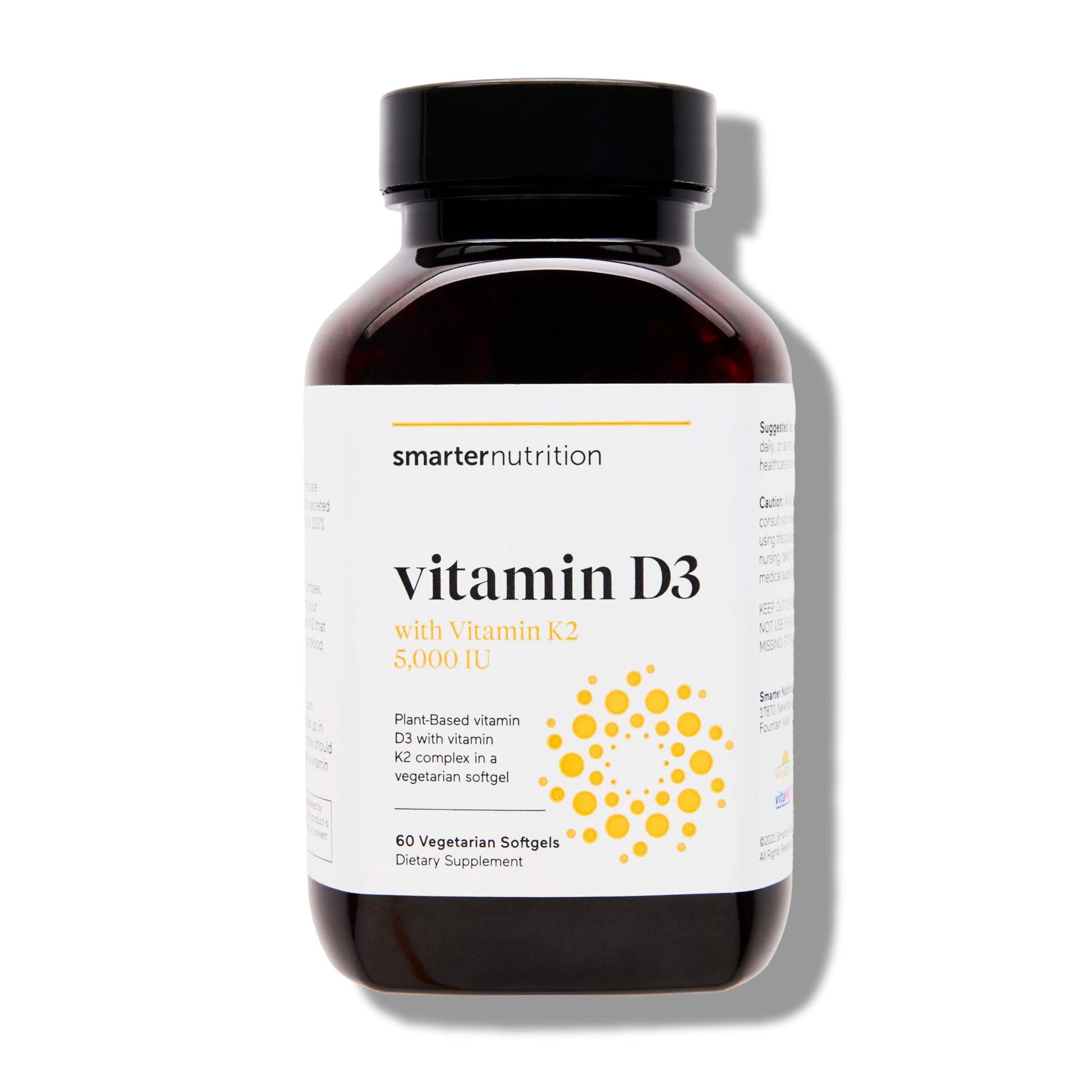 SMARTERNUTRITION Vegan Vitamin D3 5000 IU + Natural Vitamin K2 1100 mcg in Organic Coconut & Olive Oil - D3 K2 Supplement for Immune & Bone Support - 60 Softgels[30 Day Supply] SMARTERNUTRITIONBuy Supplements Australia