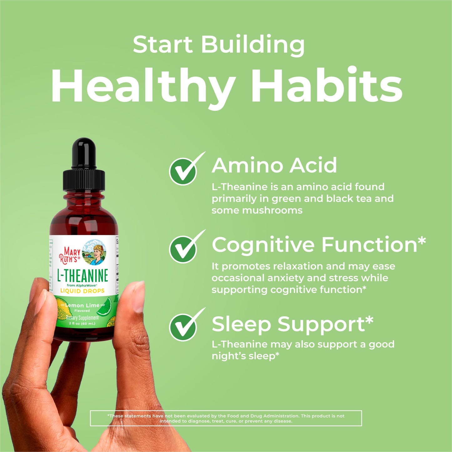 MaryRuth's L Theanine 200mg Liquid Drops | Mood Support for Adults & Kids | Focus Supplement | Natural Sleep Support | Vegan