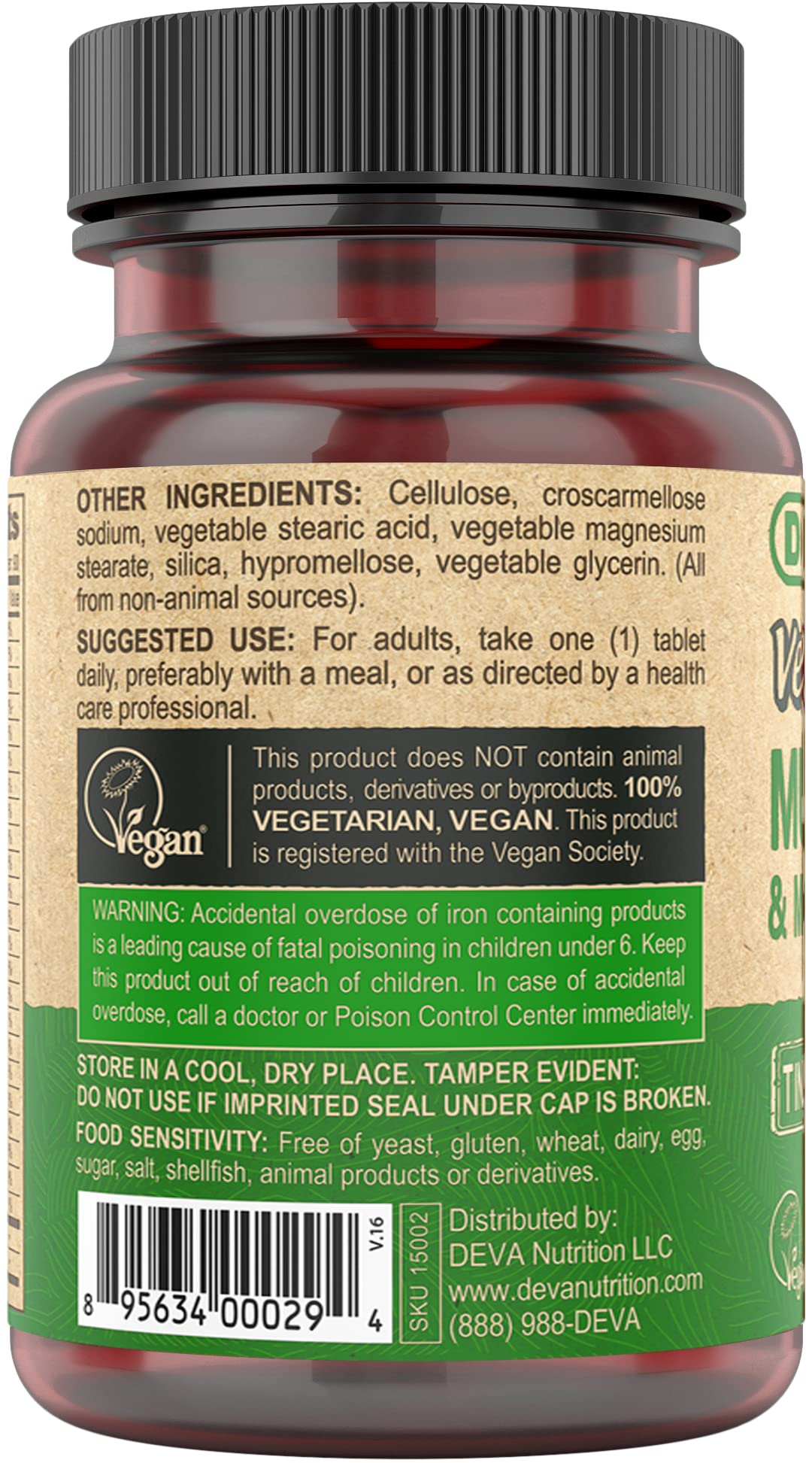 DEVA Vegan Multivitamin for Women & Men with Iron, Vitamin C, E, B Complex Vitamins, Zinc, 90 Tiny Tablets DEVABuy Supplements Australia