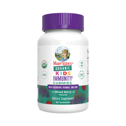 MaryRuth Organics Kids Immune Support Gummies | USDA Organic | Vitamin C, Zinc, and Elderberry Gummies for Kids| Immune Support for Ages 4+ | Vegan