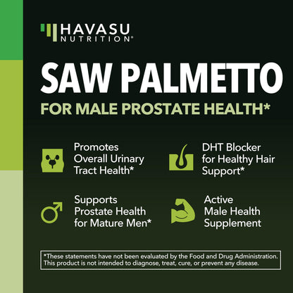 Saw Palmetto for Men Prostate Health Supplement to Promote Urinary Tract Function - 500mg Per Serving - 100 Count - DHT Blocker Hair Vitamin