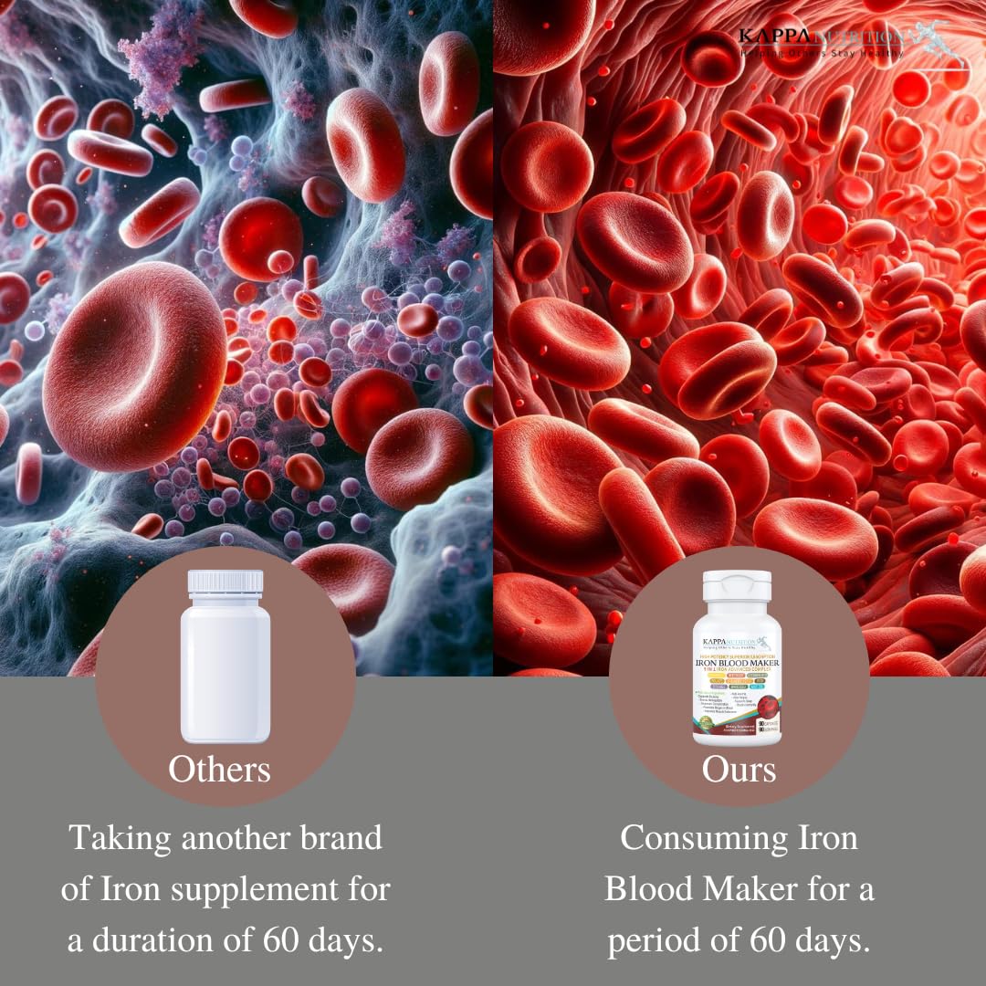 KAPPA NUTRITION Iron 26mg, Vitamin C & Orange 150mg, Folate 667mcg DFE, Vitamin B12, Beetroot, Brewers Yeast, Broccoli & MCT Oil 9 in 1 Advanced Complex (60 Capsules) KAPPA NUTRITIONBuy Supplements Australia