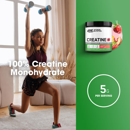 Optimum Nutrition Creatine Monohydrate Plus Powder, Strawberry Peach Flavored Creatine Performance Blend, with Electrolytes for Hydration, Added Vitamins