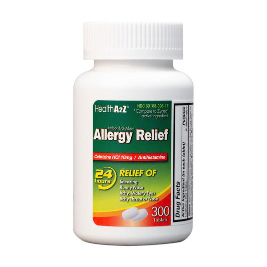 HealthA2Z® Allergy Relief, Cetirizine 10mg, Dye Free, All Day Allergy Relief, Indoor & Outdoor, Relief from Itchy Throat, Sneezing, Runny Noses, 300 Count (Pack of 1), HealthA2Z buy supplements Au