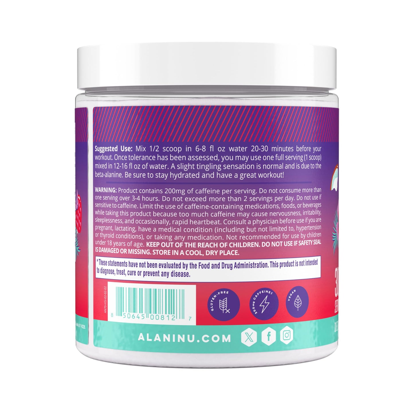 Alani Nu Pre Workout Powder Hawaiian Shaved ICE, Amino Energy Boost, Endurance Supplement, Sugar Free, 200mg Caffeine
