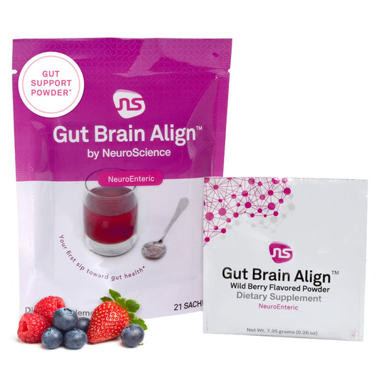 NeuroScience Gut Brain Align Powder - L-Glutamine Powder for Gut Health and Stress Support - Glutamine, GABA, Saffron, DGL, Aloe and Uridine (21 Sachets) NeuroScienceBuy Supplements Australia