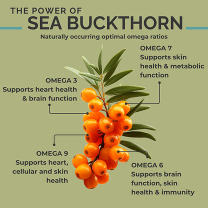 SeabuckWonders Organic Sea Buckthorn Oil Omega-7 Complete,120 Softgels, 60 Day Supply, with Omega 3, 6 & 9, Supports Hair