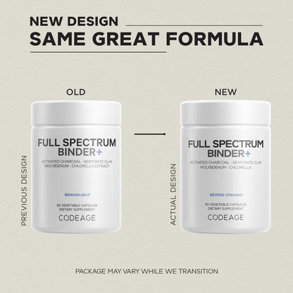 Codeage Binder + Systemic Binder Supplement - Activated Charcoal Pills, Bentonite Clay Mineral Powder, Fulvic & Humic Acids, Molybdenum, Carbon Forms - 90 Capsules CodeageBuy Supplements Australia
