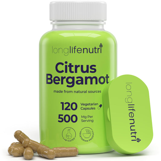 LongLifeNutri Citrus Bergamot Extract 500mg - 120 Vegetarian Capsules, 40% Polyphenolic Flavanones, 4-Month Supply, Plant-Based Anti-Oxidant, Tested, Made in USA LongLifeNutriBuy Supplements Australia