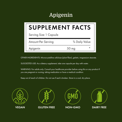 Swanson Apigenin – Sleep and Relaxation Supplement – Natural Support – 90 Caps, 50 mg (Packaging may Vary)