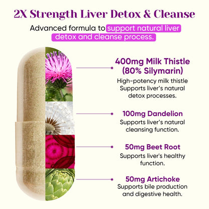 Fidus Milk Thistle Liver Liver Cleanse Detox & Detox Capsules - 400mg Silymarin with TUDCA, NAC, Turmeric & Dandelion Root for Liver Support - 60 Capsules