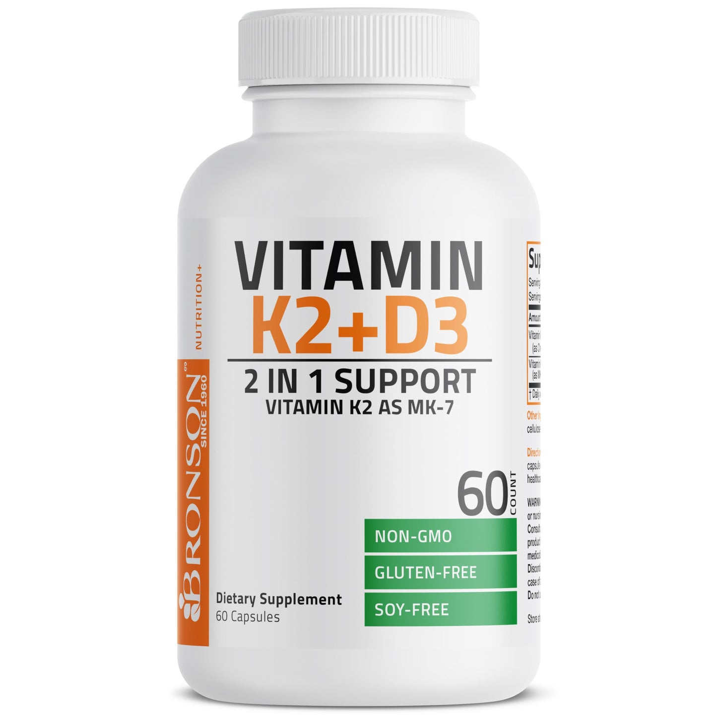 Bronson Vitamin K2 D3 (MK7) Supplement Non-GMO Formula Vitamin D3 5000IU (125 mcg) & 90 mcg K2 MK-7