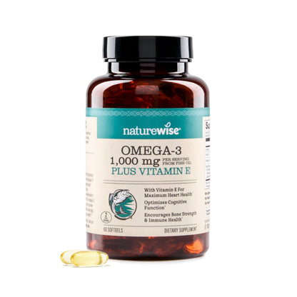 NatureWise Extra-Strength Omega 3 Fish Oil Supplement - 1000mg per Serving - 600 EPA & 400 DHA and Vitamin E - Support for Heart & Brain Health - Lemon Flavor, GMO-Free - 60 Softgels[1-Month Supply] NatureWiseBuy Supplements Australia