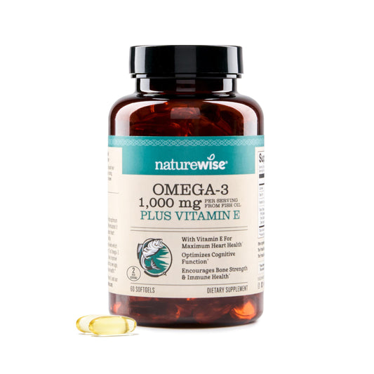 NatureWise Extra-Strength Omega 3 Fish Oil Supplement - 1000mg per Serving - 600 EPA & 400 DHA and Vitamin E - Support for Heart & Brain Health - Lemon Flavor, GMO-Free - 60 Softgels[1-Month Supply] NatureWiseBuy Supplements Australia