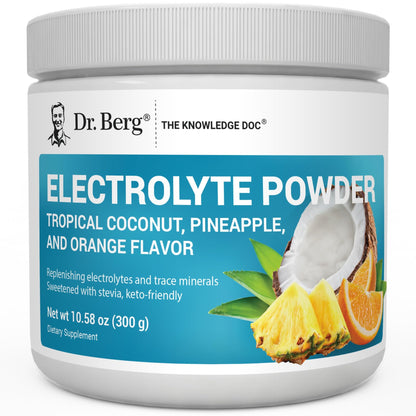 Dr. Berg Zero Sugar Hydration Keto Electrolyte Powder - Enhanced w/ 1000 mg of Potassium & Real Pink Himalayan Salt (NOT Table Salt) - Tropical Coconut