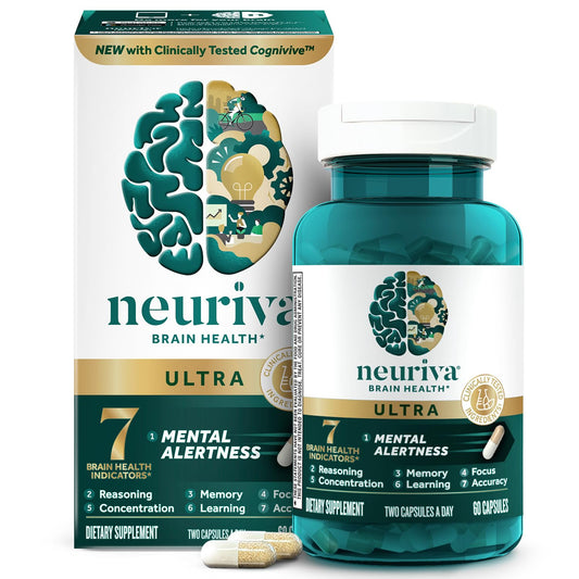 NEURIVA Ultra Decaffeinated Clinically Tested Supplement for Mental Alertness, Memory, Focus & Concentration, Cognivive, Neurofactor
