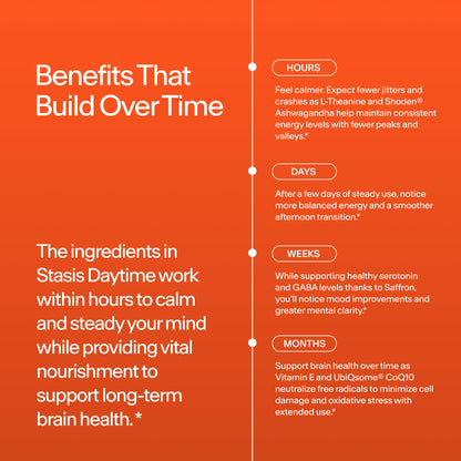Stasis Daytime Energy & Focus Supplement for Men & Women with Vitamin D3, L Theanine, Ashwagandha & CoQ10, Cognitive Support Capsules for Morning Routines, Vegan, Non GMO, 25 Servings, 1 Month Supply STASISBuy Supplements Australia