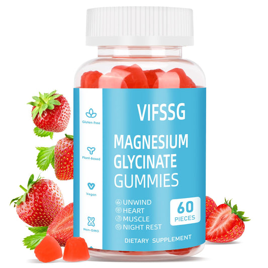 Magnesium Glycinate Gummies 400mg, Sugar Free Gummies with Magnesium L-Threonate 200mg - Magnesium Supplement Chewable Gummies for Women & Men Vegan, Organic Gummies 60 Count VIFSSGBuy Supplements Australia