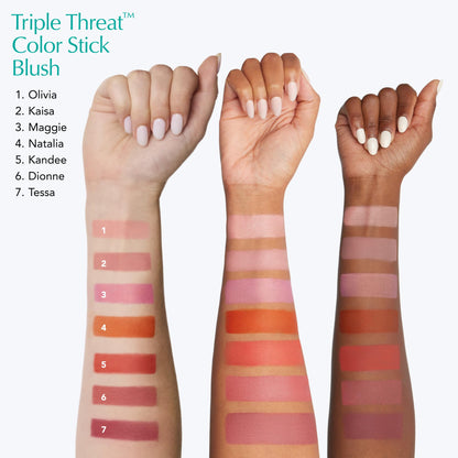 Thrive Causemetics Triple Threat Color Stick: Cream Blush Stick with Vitamin E, Evening Primrose Oil, Waterproof Smudge Proof Face Makeup, Olivia