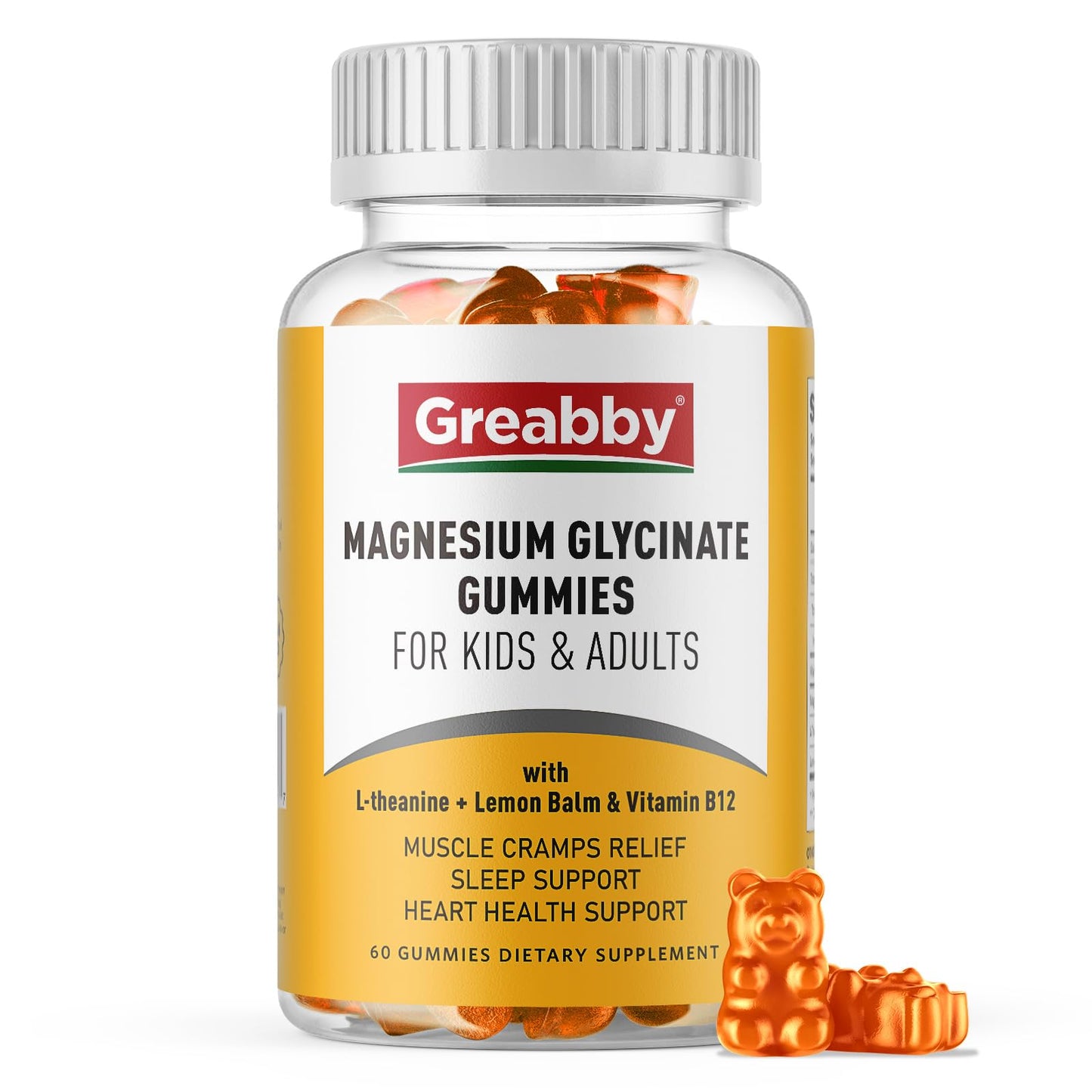 Magnesium Glycinate Gummies for Kids & Adults - Magnesium Glycinate 300mg Chewable Supplement - Promotes Sleep, Muscle, Relaxation (60Count) GREABBYBuy Supplements Australia