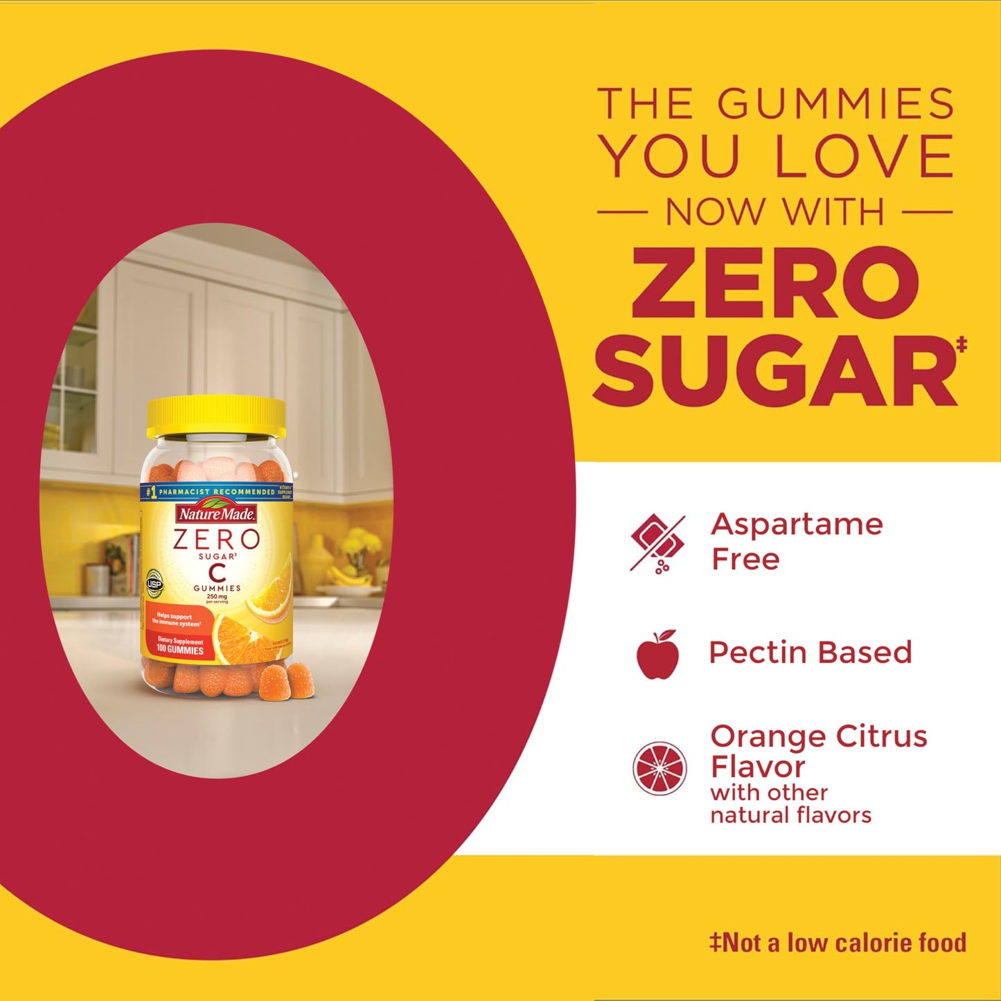Nature Made Zero Sugar Vitamin C Gummies 250 mg Per Serving, Immune & Antioxidant Support, Aspartame Free