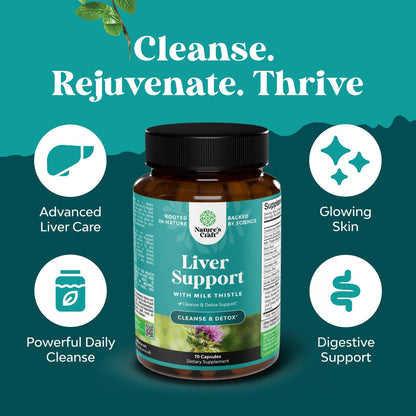 Liver Cleanse Detox & Repair - Milk Thistle Supplement for Digestion & Immune Health - Ginger Root, Choline & Dandelion Root