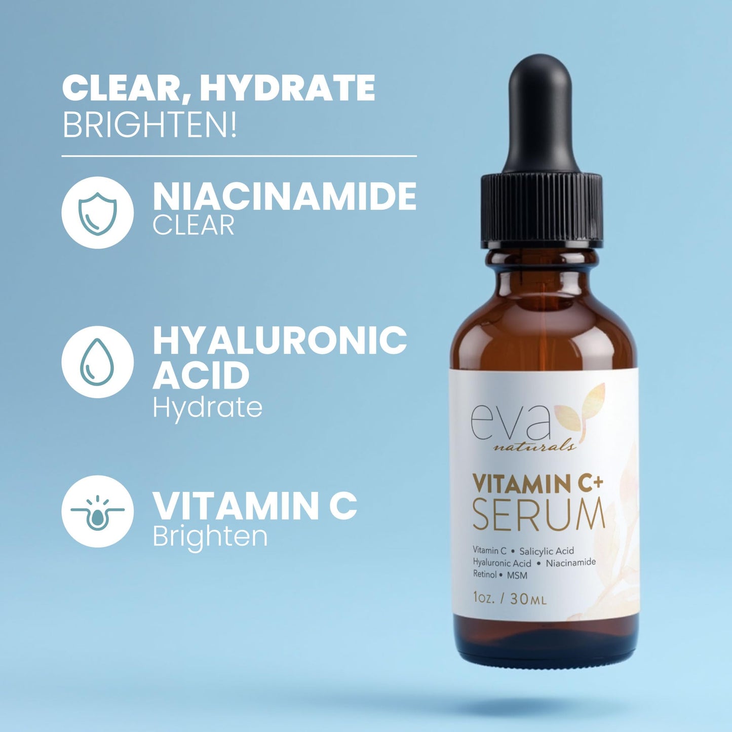 Eva Naturals Vitamin C Serum for Face – Anti Aging Dark Spot Remover & Corrector with Retinol, Hyaluronic Acid
