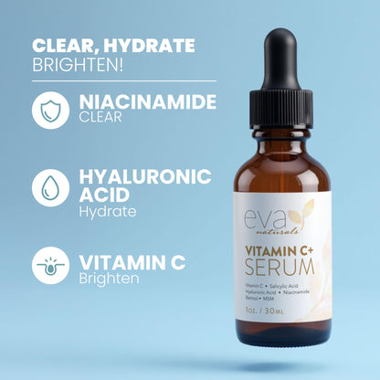 Eva Naturals Vitamin C Serum for Face – Anti Aging Dark Spot Remover & Corrector with Retinol, Hyaluronic Acid