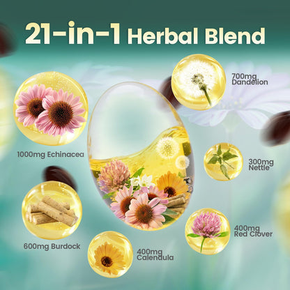 Lymphatic Drainage Supplements, 240 Softgels, Lymph System Support Supplement for Women & Men, 21-in-1 Herbal Blend with Echinacea, Dandelion, Burdock, Bromelain, Calendula, Turmeric & More, 1 Bag VivoNu buy supplements Au
