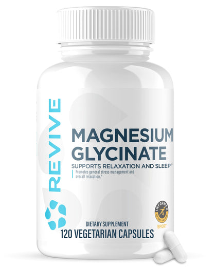 Revive MD Pure Magnesium Glycinate 200mg – High Absorption Supplement for Relaxation, Stress Relief, Sleep & Memory Support – Promotes Strong Bones