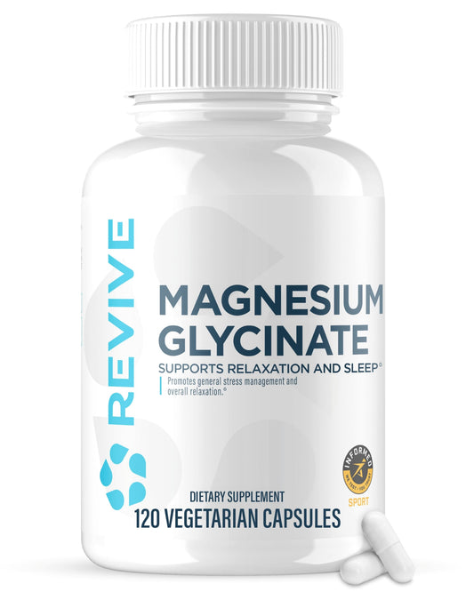 Revive MD Pure Magnesium Glycinate 200mg – High Absorption Supplement for Relaxation, Stress Relief, Sleep & Memory Support – Promotes Strong Bones
