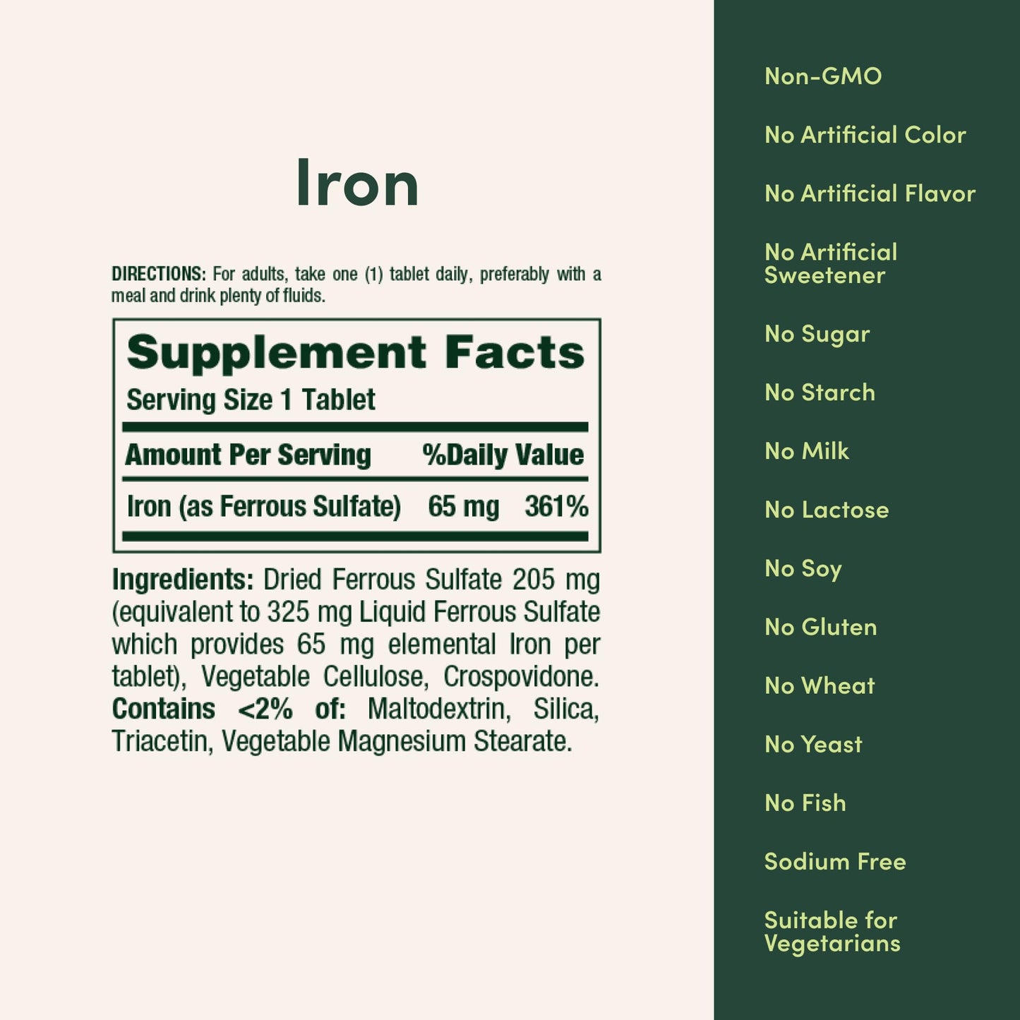 Nature’s Bounty Iron 65mg, 325 mg Ferrous Sulfate, Cellular Energy Support, Promotes Normal Red Blood Cell Production