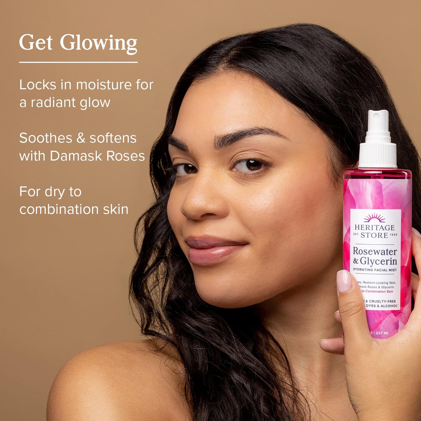HERITAGE STORE Rosewater & Glycerin Hydrating Facial Mist - Dry Combination Skin Care
