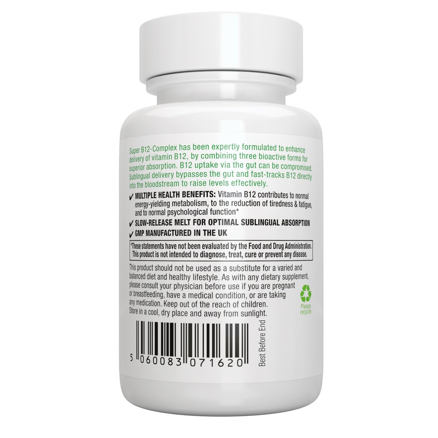 Igennus Sublingual Vitamin B12 Complex 1000mcg, Methylated Methylcobalamin, Adenosylcobalamin & Hydroxocobalamin, High Absorption & Clean,