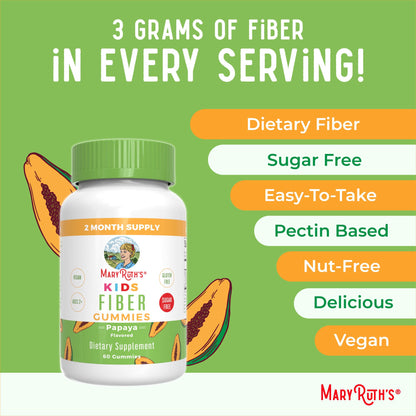 MARYRUTH'S Fiber Gummies for Kids | 2 Month Supply | Sugar Free | Soluble Fiber Supplement | Gut Health & Digestion Support