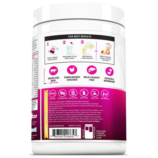Hydrolyzed Collagen Powder for Weight Loss - Burn Ultimate Beauty Complex Multi Peptides Powder for Women with Types I II III V