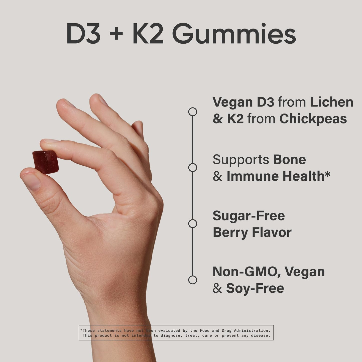 Sports Research® Vegan Vitamin D3 + K2 Sugar-Free Gummies - 125mcg (5000iu) Vitamin D w/ 100mcg Mk7 Vitamin K - Supports Bone & Immune Health* - Vegan Certified · Non-GMO · Soy Free - 60 Count Sports Research buy supplements Au