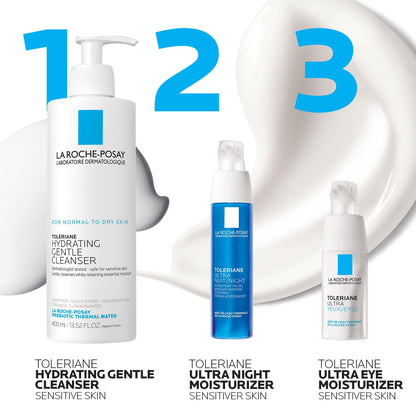 La Roche-Posay Toleriane Dermallergo Night Cream for Face, Intense Soothing Moisturizer with Vitamin E, Allergy Tested
